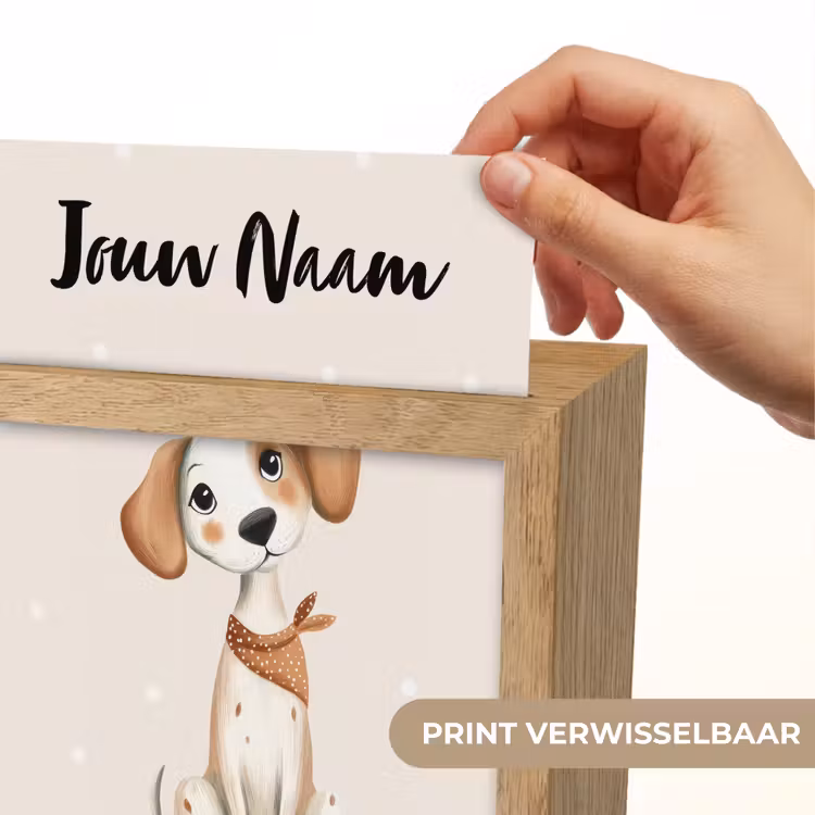 Hond - Pup - Beige - Stippen Light Box met kabel (Kinderlampje) klein -USP_websiteprintNL