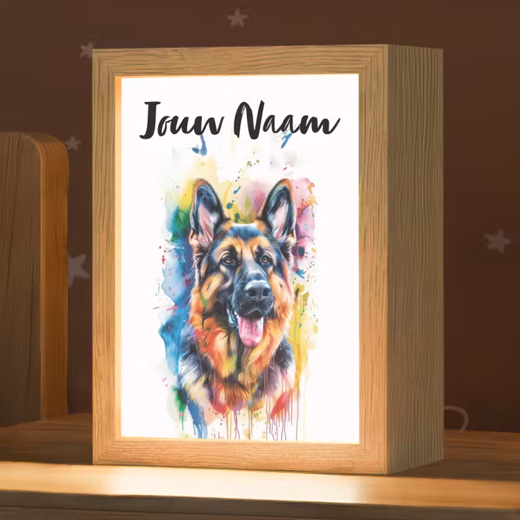 Hond - Verf - Dieren - Kleurrijk - Duitse Herder Light Box met kabel (Kinderlampje) klein -zzz_3d_website