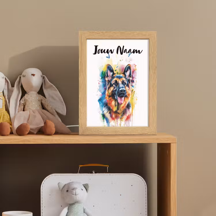 Hond - Verf - Dieren - Kleurrijk - Duitse Herder Light Box met kabel (Kinderlampje) klein -sfeer2_kind