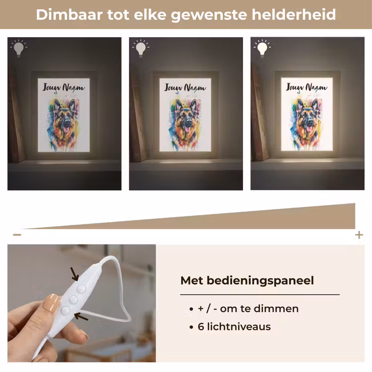 Hond - Verf - Dieren - Kleurrijk - Duitse Herder Light Box met kabel (Kinderlampje) klein -USP_dimbaarNL