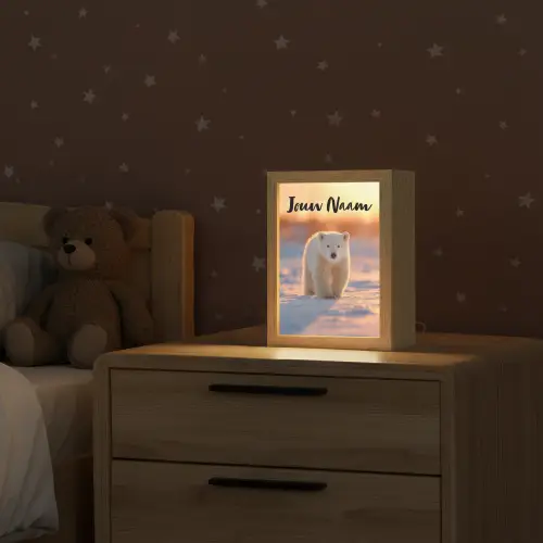 Ijsbeer - Sneeuw - Zonsopgang Light Box met kabel (Kinderlampje) klein -sfeer1_kind
