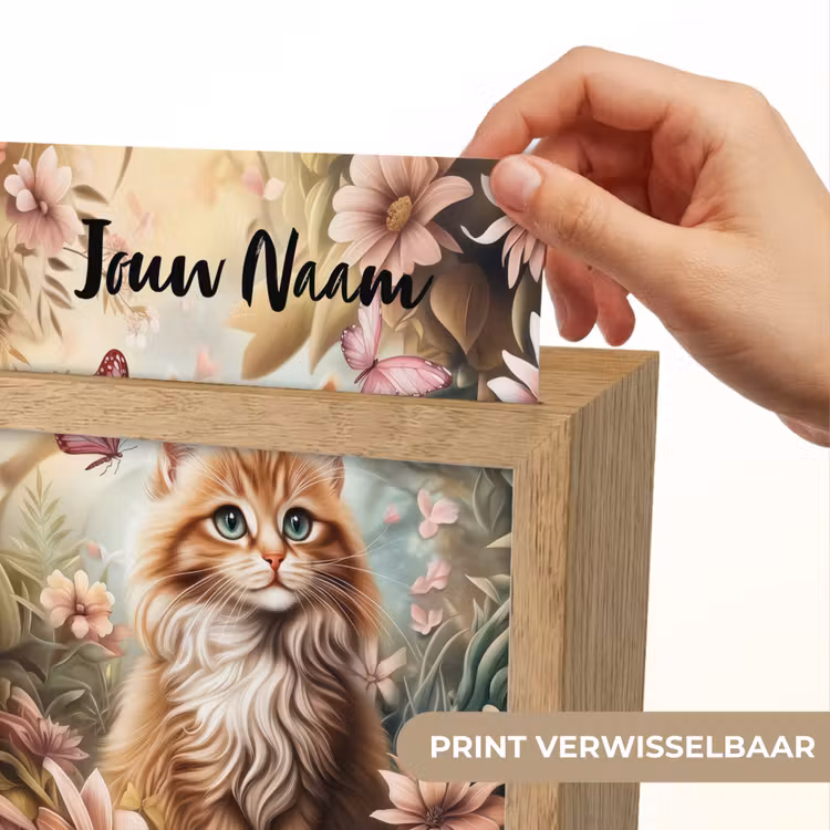 Kat - Bloemen - Vlinders - Roze Light Box met kabel (Kinderlampje) klein -USP_websiteprintNL