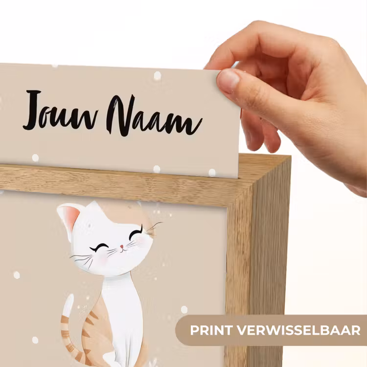 Kat - Kitten - Beige - Stippen Light Box met kabel (Kinderlampje) klein -USP_websiteprintNL