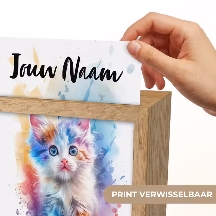 Kat - Kleurrijk - Verf - Dier - Wit Light Box met kabel (Kinderlampje) klein -USP_websiteprintNL