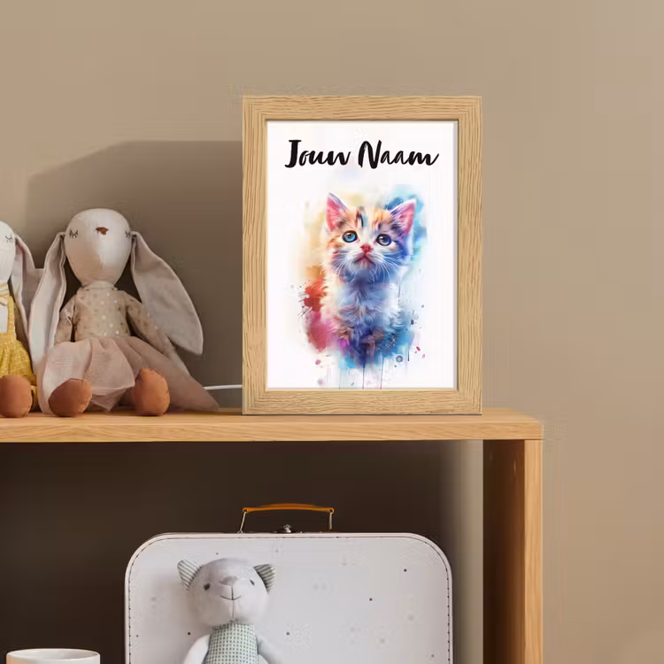 Kat - Portret - Kleuren - Verf - Wit Light Box met kabel (Kinderlampje) klein -sfeer2_kind