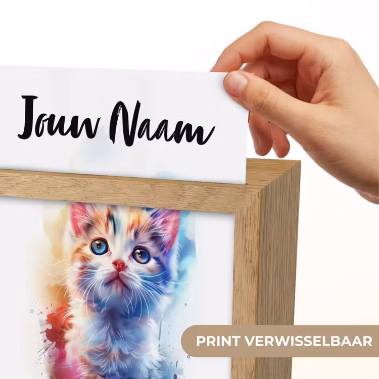 Kat - Portret - Kleuren - Verf - Wit Light Box met kabel (Kinderlampje) klein -USP_websiteprintNL