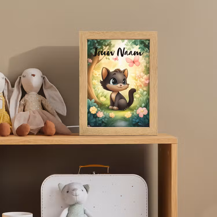Kat - Vlinder - Bloemen Light Box met kabel (Kinderlampje) klein -sfeer2_kind