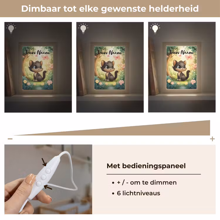 Kat - Vlinder - Bloemen Light Box met kabel (Kinderlampje) klein -USP_dimbaarNL