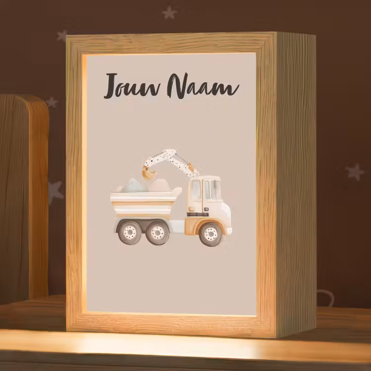 Kiepwagen - Auto - Beige - Stenen Light Box met kabel (Kinderlampje) klein -zzz_3d_website