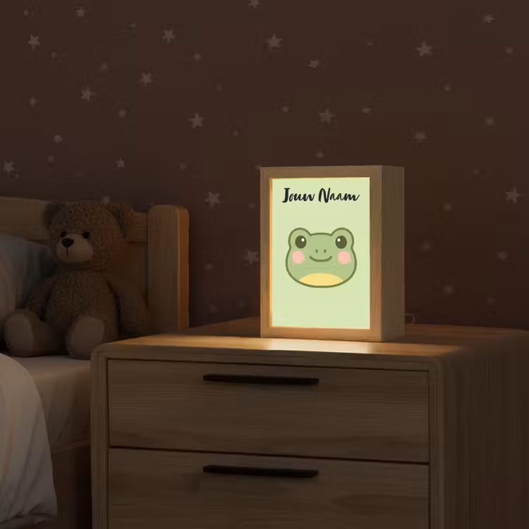 Kikker - Groen - Gezichtje Light Box met kabel (Kinderlampje) klein -sfeer1_kind