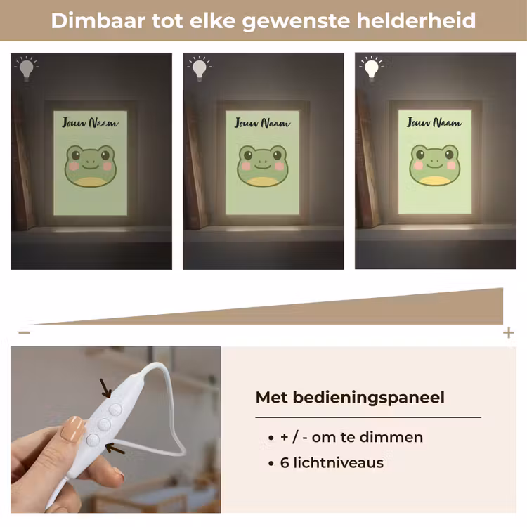 Kikker - Groen - Gezichtje Light Box met kabel (Kinderlampje) klein -USP_dimbaarNL