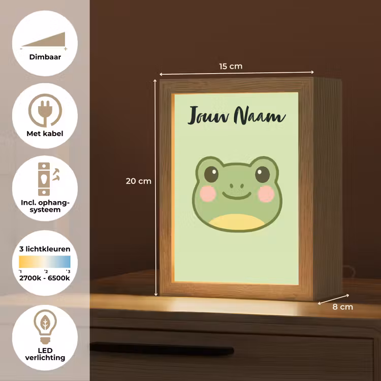 Kikker - Groen - Gezichtje Light Box met kabel (Kinderlampje) klein -USP_NL