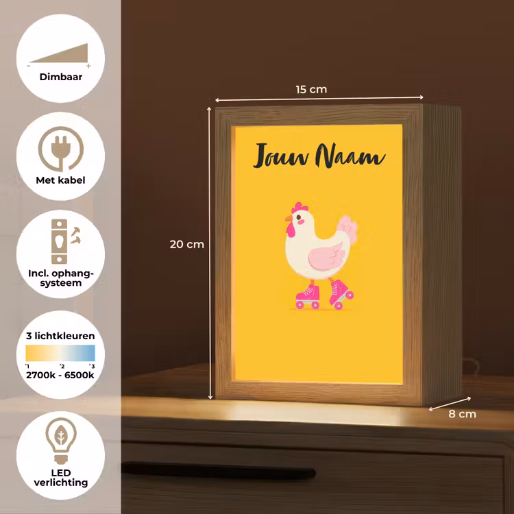 Kip - Rolschaatsen - Geel Light Box met kabel (Kinderlampje) klein -USP_NL