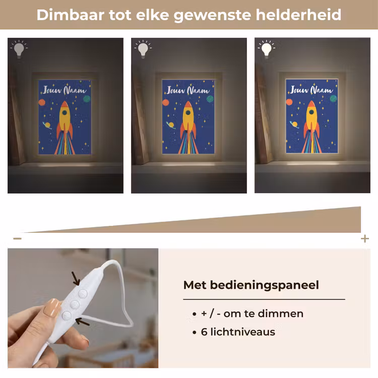 Kleurrijk - Raket - Ruimte Light Box met kabel (Kinderlampje) klein -USP_dimbaarNL