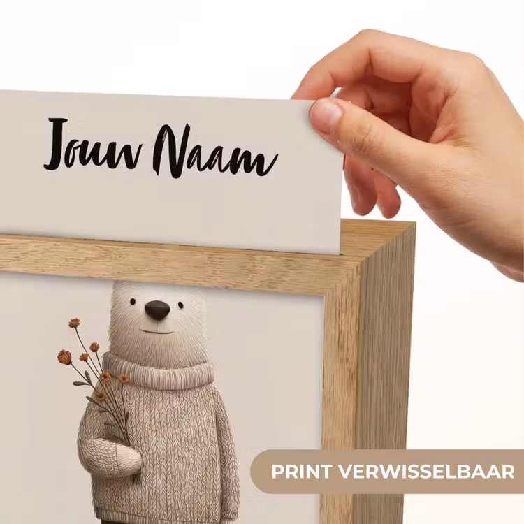 Knuffelbeer - Oranje bloemen - Vriendelijk Light Box met kabel (Kinderlampje) klein -USP_websiteprintNL