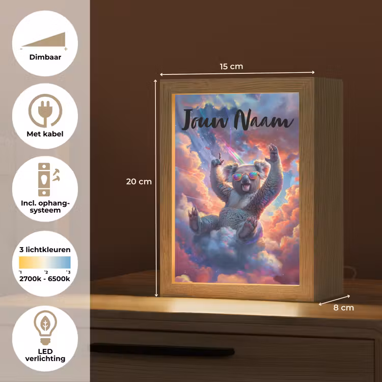 Koala - Dier - Zonnebril - Wolken Light Box met kabel (Kinderlampje) klein -USP_NL