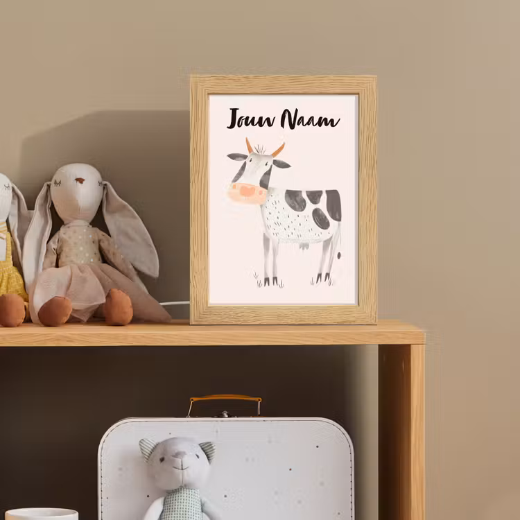 Koe - Boerderij dier - Dieren - Pastel kleuren Light Box met kabel (Kinderlampje) klein -sfeer2_kind