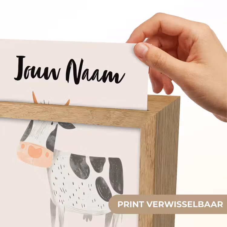 Koe - Boerderij dier - Dieren - Pastel kleuren Light Box met kabel (Kinderlampje) klein -USP_websiteprintNL