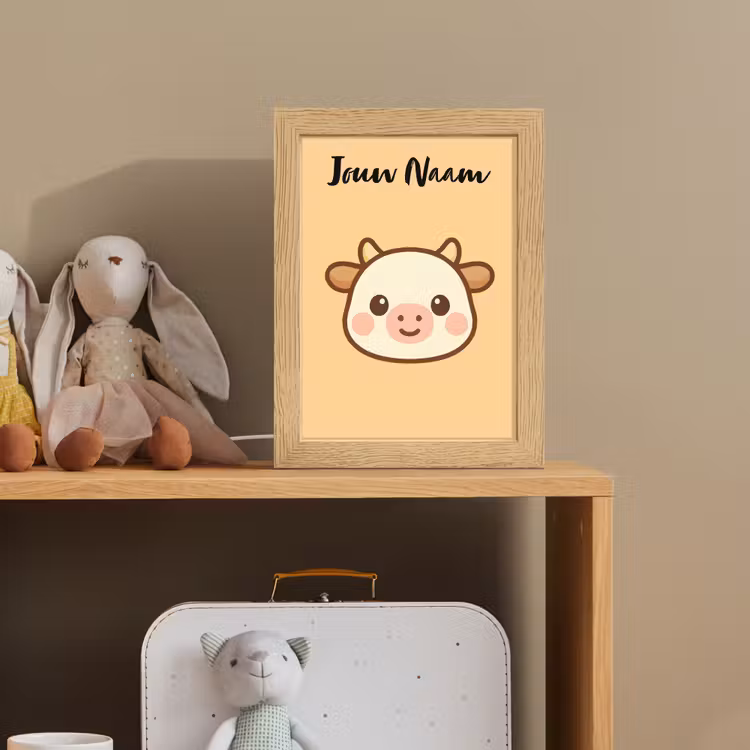 Koe - Oranje - Cartoon Light Box met kabel (Kinderlampje) klein -sfeer2_kind