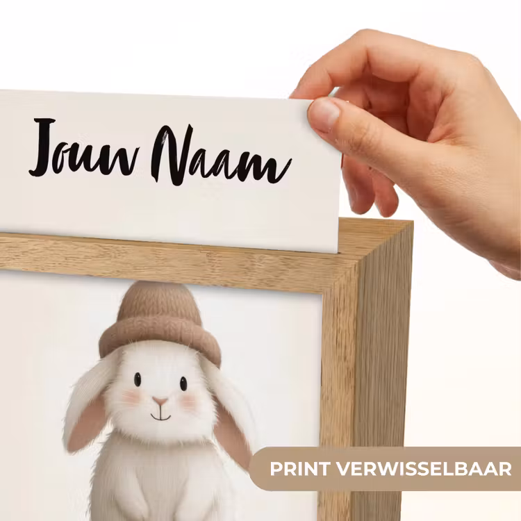 Konijn - Muts - Oren - Beige Light Box met kabel (Kinderlampje) klein -USP_websiteprintNL