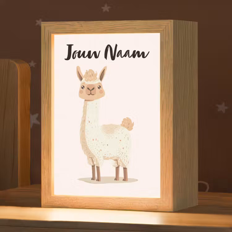 Lama - Dieren - Boerderij - Pastel Light Box met kabel (Kinderlampje) klein -zzz_3d_website