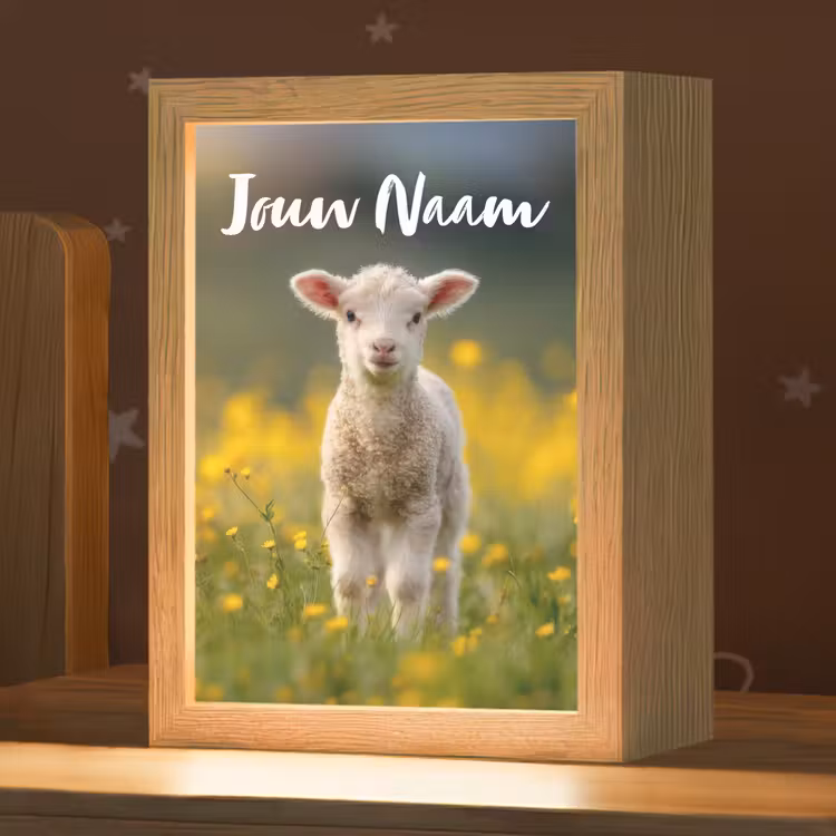Lammetje - Gras - Bloemen - Geel Light Box met kabel (Kinderlampje) klein -zzz_3d_website