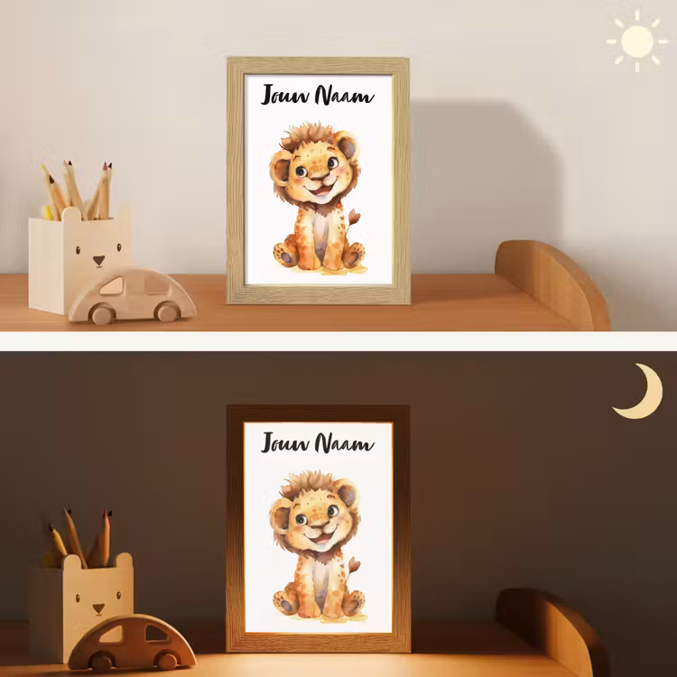 Leeuw - Baby dier Light Box met kabel (Kinderlampje) klein -sfeer3_kind