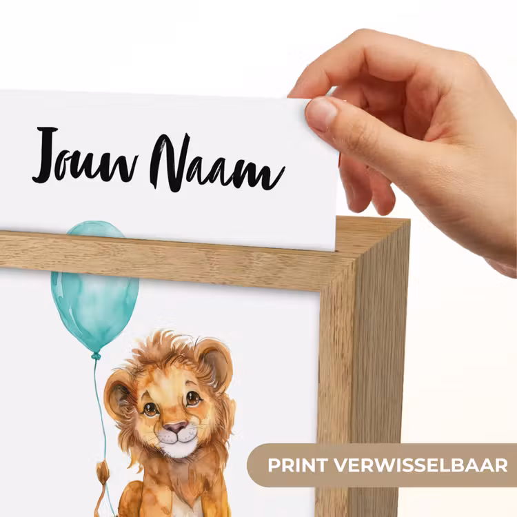 Leeuw - Baby dier - Blauwe ballon Light Box met kabel (Kinderlampje) klein -USP_websiteprintNL