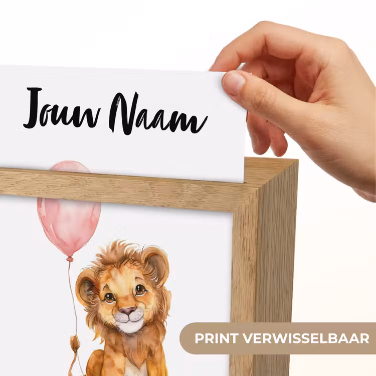 Leeuw - Baby dier - Dieren - Roze ballon Light Box met kabel (Kinderlampje) klein -USP_websiteprintNL