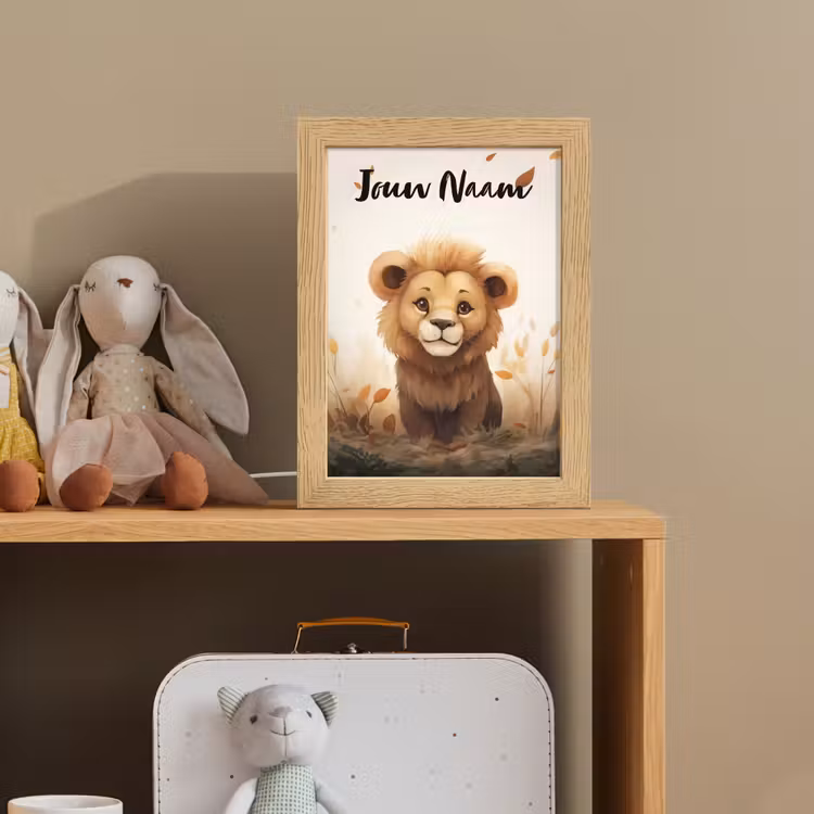 Leeuw - Dieren - Kinderen - Bruin - Meisje Light Box met kabel (Kinderlampje) klein -sfeer2_kind