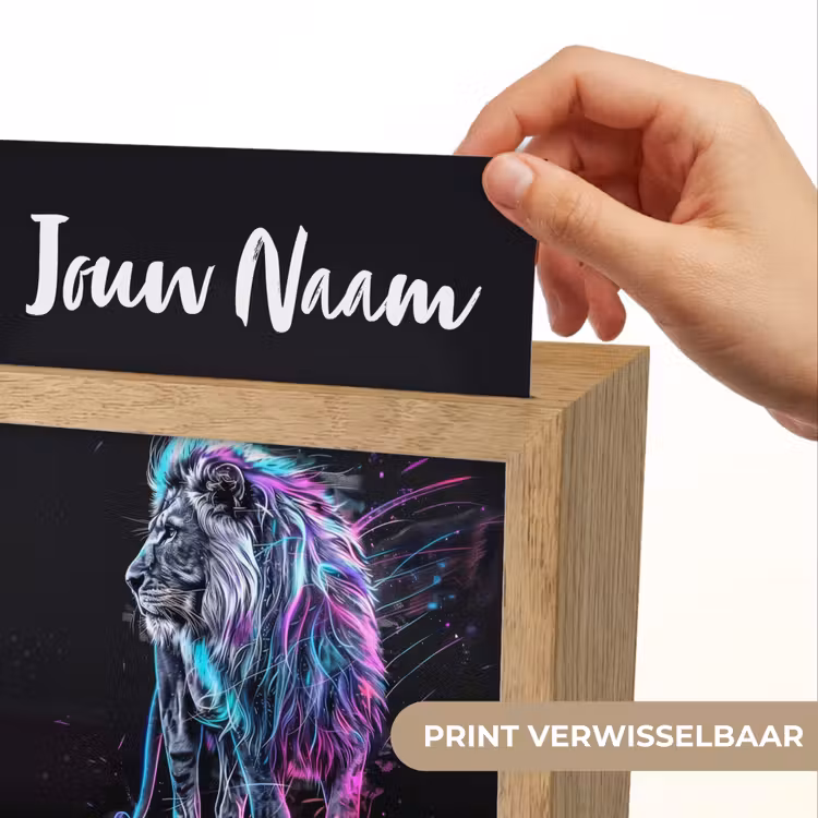 Leeuw - Kleuren - Zwart - Dieren Light Box met kabel (Kinderlampje) klein -USP_websiteprintNL