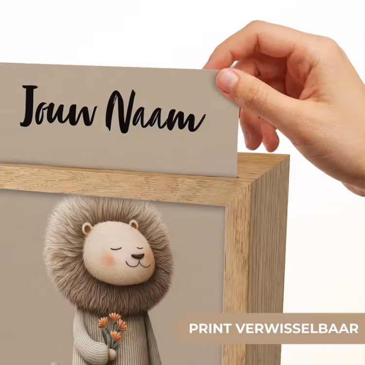 Leeuw - Oranje bloemen - Vriendelijk Light Box met kabel (Kinderlampje) klein -USP_websiteprintNL