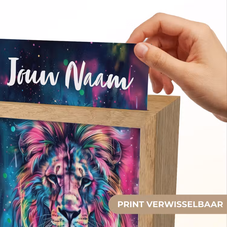 Leeuw - Verf - Kleurrijk - Zwart - Dieren Light Box met kabel (Kinderlampje) klein -USP_websiteprintNL