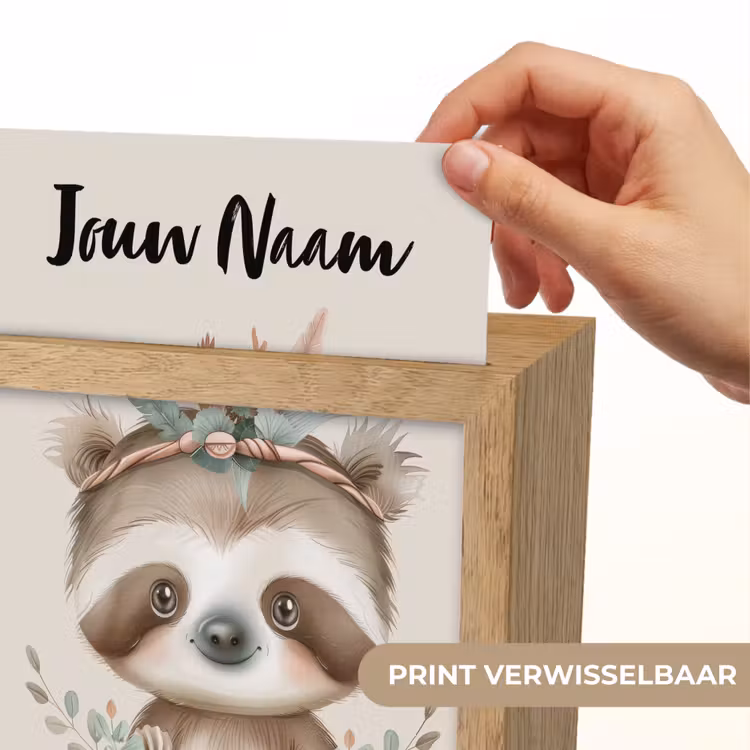 Luiaard - Dieren - Bohemian - Boho Light Box met kabel (Kinderlampje) klein -USP_websiteprintNL