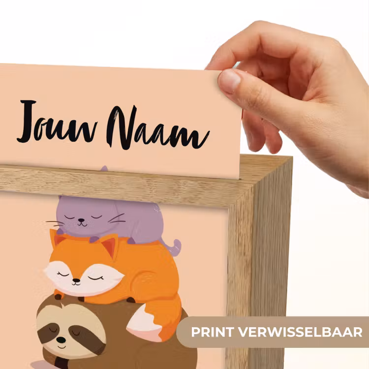 Luiaard - Vos - Kat - Slaperig Light Box met kabel (Kinderlampje) klein -USP_websiteprintNL