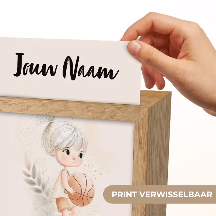 Meisje - Basketbal - Oranje - Planten Light Box met kabel (Kinderlampje) klein -USP_websiteprintNL