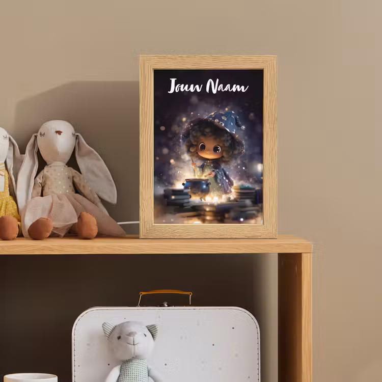 Meisje - Toveren - Sterren - Paars Light Box met kabel (Kinderlampje) klein -sfeer2_kind