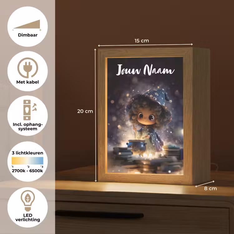 Meisje - Toveren - Sterren - Paars Light Box met kabel (Kinderlampje) klein -USP_NL