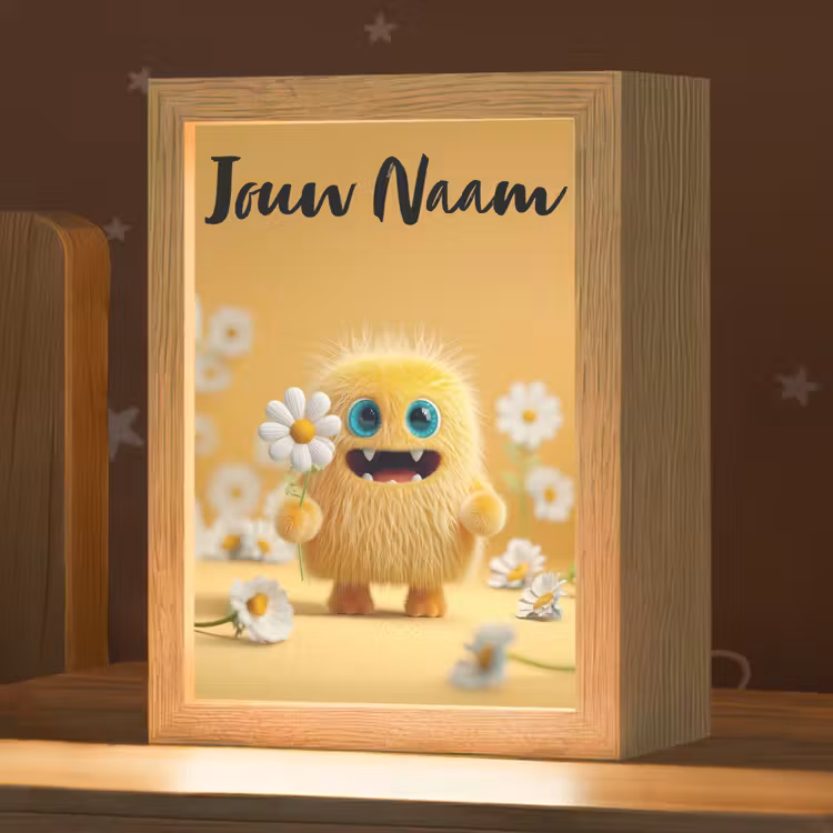 Monster - Geel - Madeliefjes Light Box met kabel (Kinderlampje) klein -zzz_3d_website