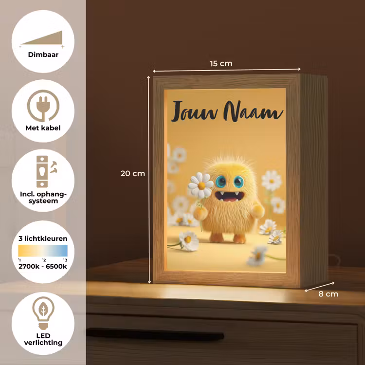 Monster - Geel - Madeliefjes Light Box met kabel (Kinderlampje) klein -USP_NL