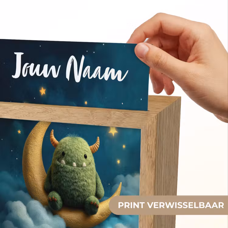 Monster - Groen - Maan - Wolken Light Box met kabel (Kinderlampje) klein -USP_websiteprintNL