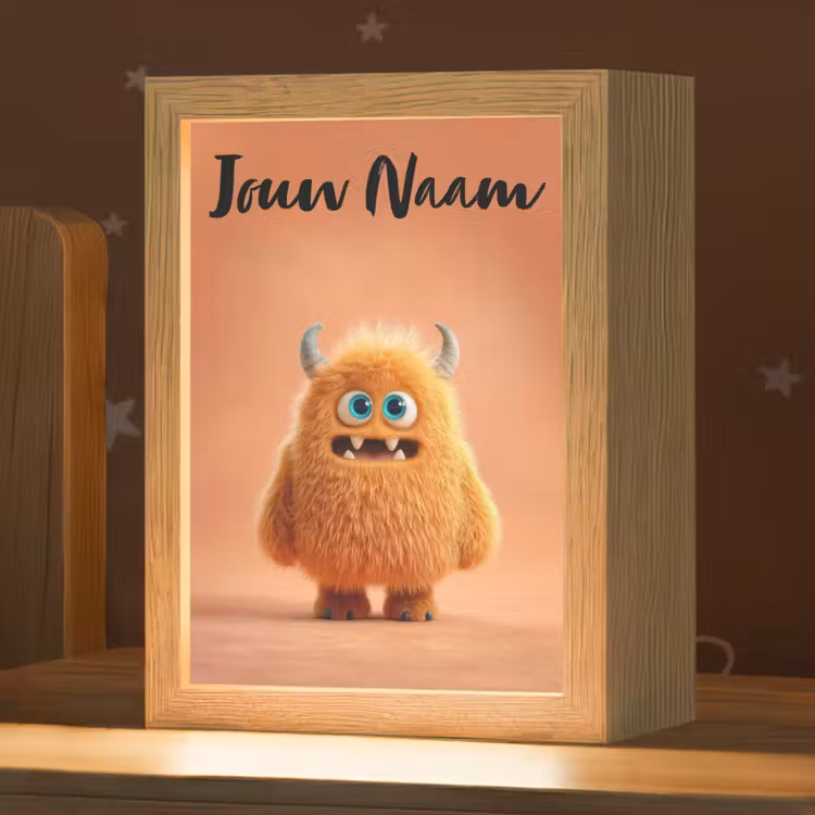 Monster - Knuffel - Oranje Light Box met kabel (Kinderlampje) klein -zzz_3d_website