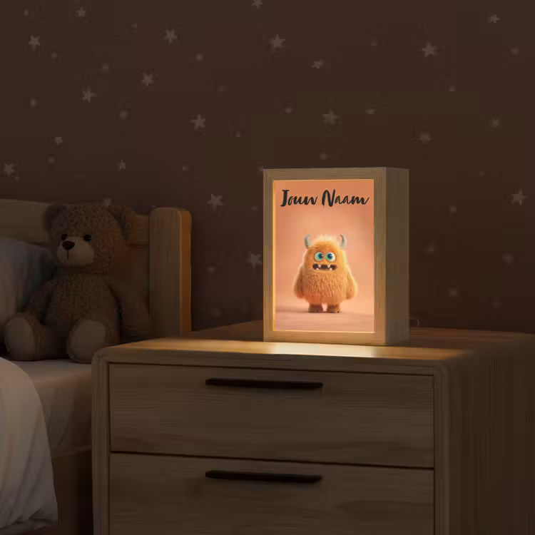 Monster - Knuffel - Oranje Light Box met kabel (Kinderlampje) klein -sfeer1_kind