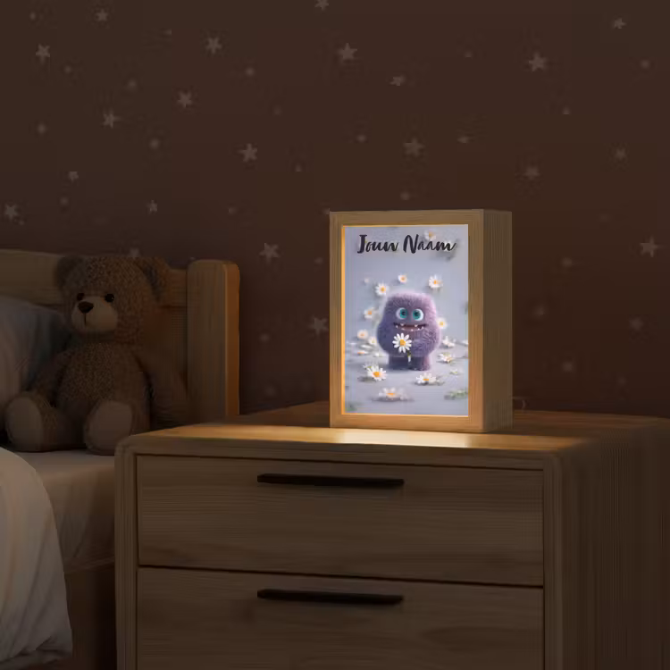 Monster - Paars - Madeliefjes Light Box met kabel (Kinderlampje) klein -sfeer1_kind