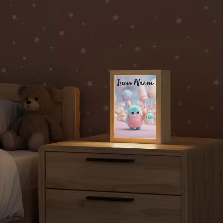 Monster - Pastel - Roze - Snoep Light Box met kabel (Kinderlampje) klein -sfeer1_kind