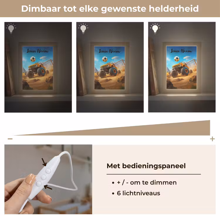 Monstertruck - Voetbal - Woestijn Light Box met kabel (Kinderlampje) klein -USP_dimbaarNL