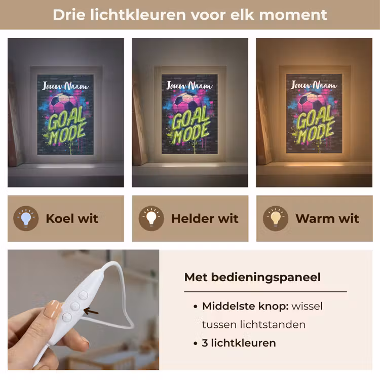 Neon - Graffiti - Voetbal - Kleurrijk Light Box met kabel (Kinderlampje) klein -USP_lichtkleurNL