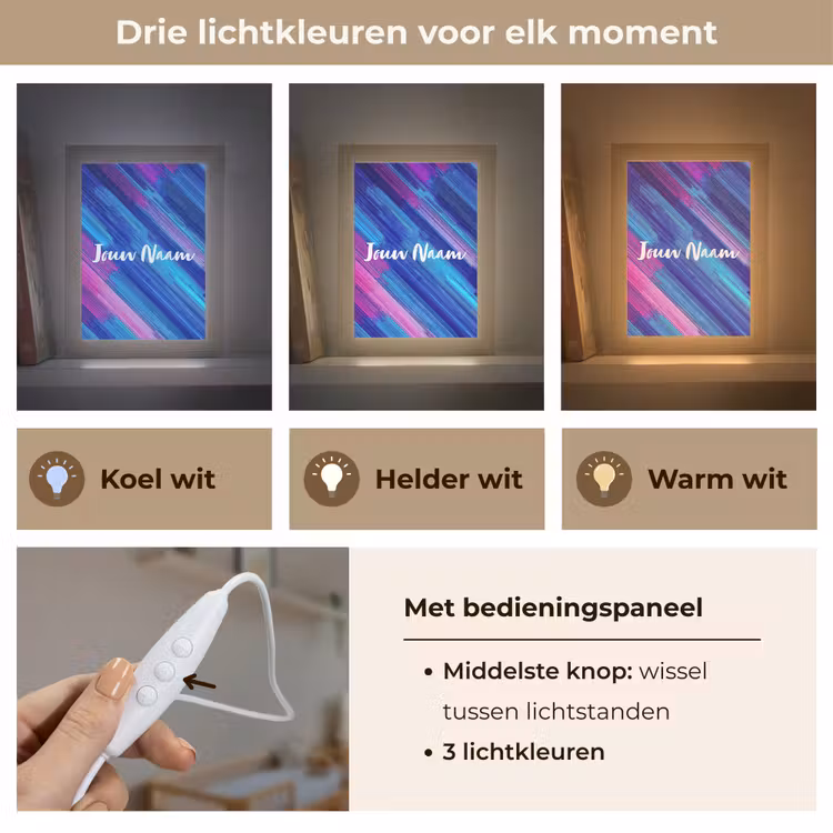 Neon - Strepen - Abstract - Blauw - Roze Light Box met kabel (Kinderlampje) klein -USP_lichtkleurNL