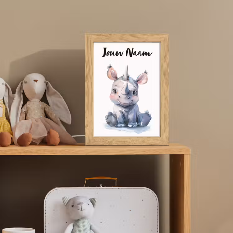 Neushoorn - Baby dier - Dieren Light Box met kabel (Kinderlampje) klein -sfeer2_kind