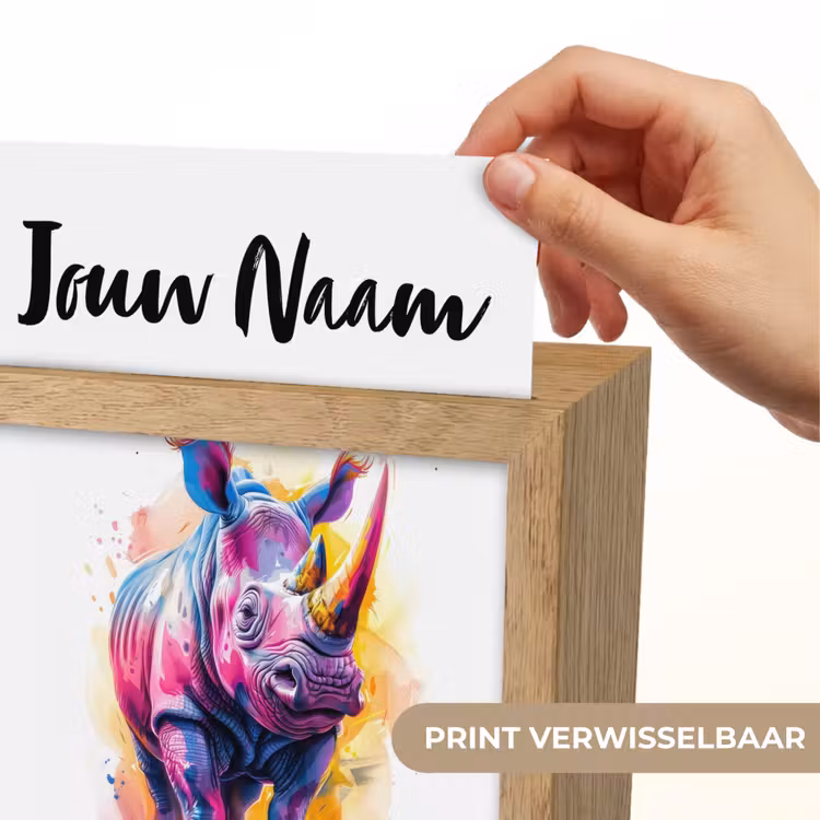 Neushoorn - Kleurrijk - Verf - Dieren Light Box met kabel (Kinderlampje) klein -USP_websiteprintNL